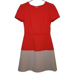 BCBGMAXAZRIA Red Colorblock Hannah Fit and Flare Dress Womens Size 4